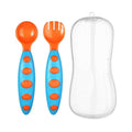 Safe-O-Kid Bpa Free Extra Safe Silicone Feeding/Training Spoon With Box For Baby- Blue & Orange | Grocsy