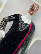 Vastranavya Black Viscose Velvet Cording Sequence Embroidery Work Suit With Dupatta | Grocsy