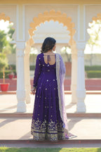Joban Fashion Blue Georgette Sequence Embroidery Work Kurta Set | Grocsy