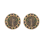 Nuyug 22K Gold Plated Contemporary Round Shaped Enamel Studs | Grocsy