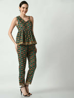 Myshka Women's Green Floral Printed Top | Grocsy