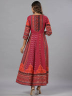 Juniper Women Plum Silk Printed Maxi Dress | Grocsy