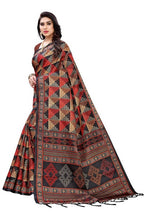 Vamika Black Kalamkari Print With Jhalar Khadi Silk Saree (TANISHA BLACK) | Grocsy