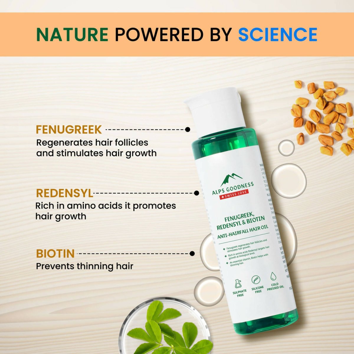 Alps Goodness Fenugreek, Biotin & Redensyl Anti-Hairfall Hair Oil | Grocsy