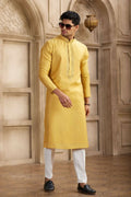 Raivat Ethnic Banarasi Art Silk Mirror Work Kurta Pajama In Rust Colour | Grocsy
