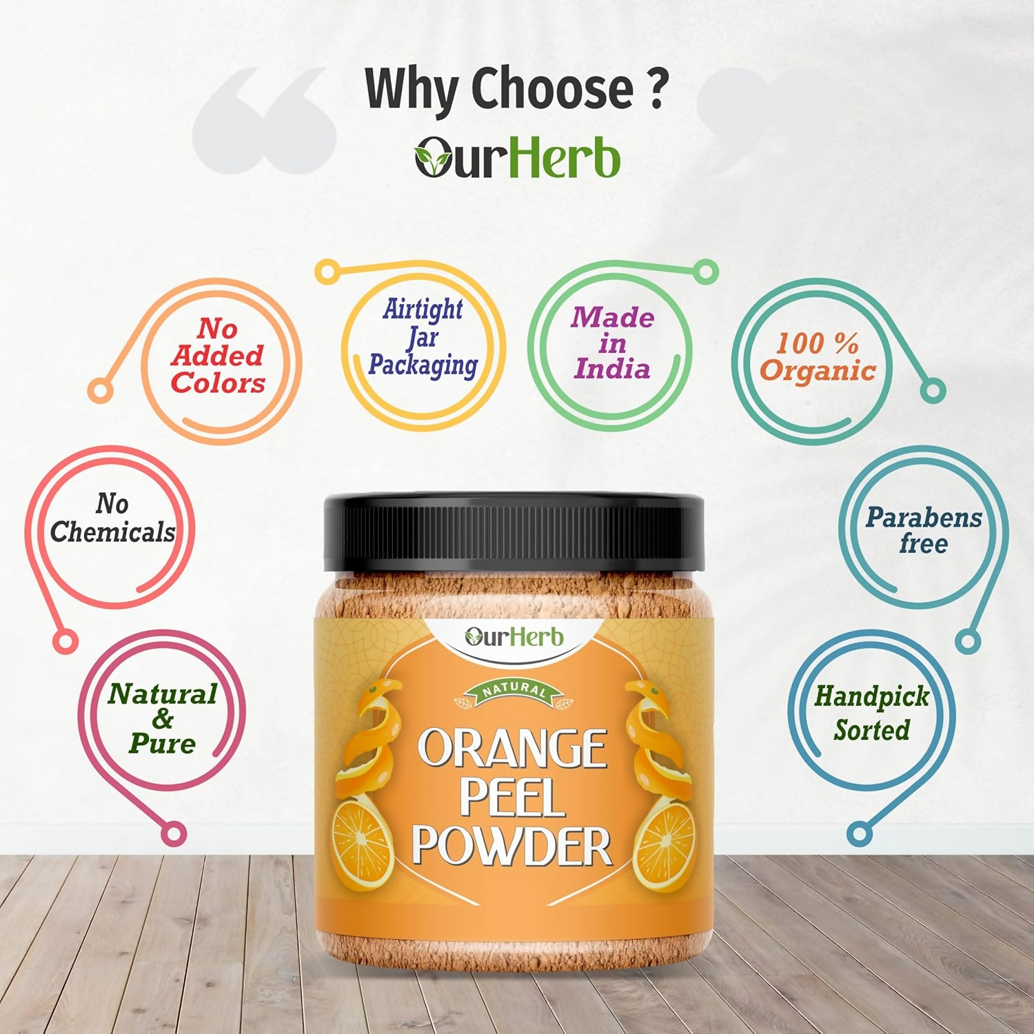 OurHerb Pure & Natural Orange Peel Powder For Face Pack With Vitamin C & Antioxidants | Grocsy