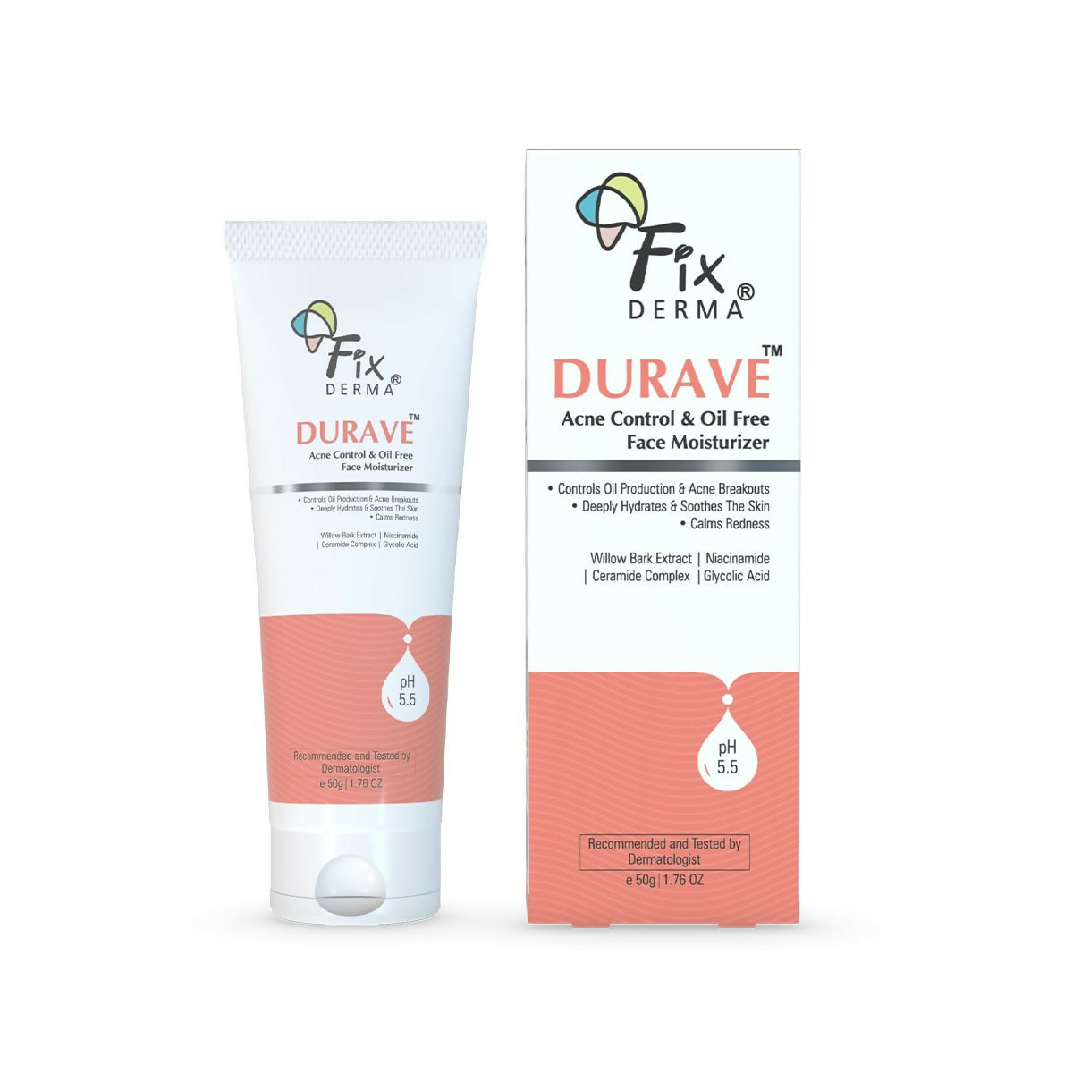 Fixderma Durave Acne Control & Oil Free Moisturizer for Face with Glycolic Acid | Grocsy