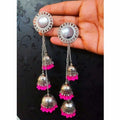 MS Fashion India Kashmiri Triple Hanging Pink Color Pearls Jhumkas | Grocsy