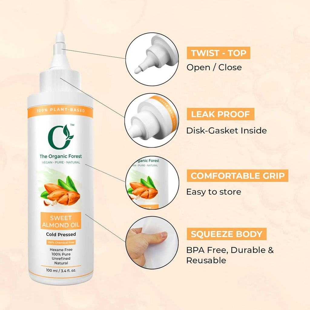The Organic Forest Sweet Almond Oil For Skin, Face, Hair | Grocsy