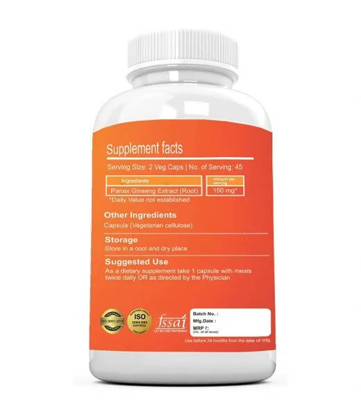 Ramini Bio Nutrition Ginseng 150mg Veg Capsules | Grocsy