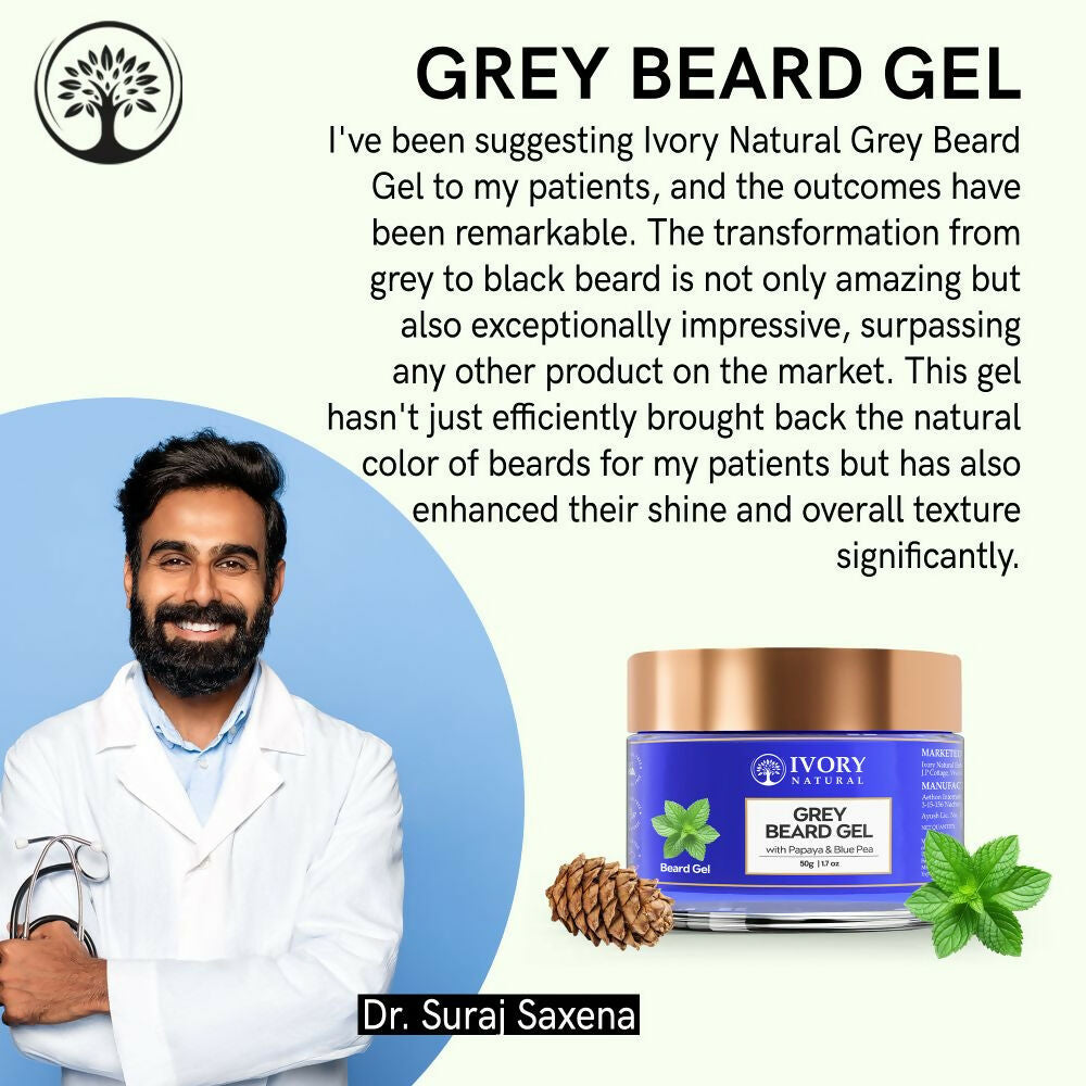 Ivory Natural Grey Beard Gel Restores Dark Shine & Vibrant Of Beard | Grocsy