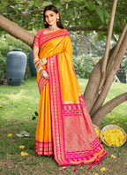 Shree Shyam Fashion Yellow Soft Silk Saree | Grocsy