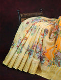 Vibrant Combination Of Light Yellow With Floral Design Semi Chanderi Saree By Gayathri Reddy Designer Studio | Grocsy