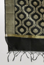 Mominos Fashion Moeza Women's Banarsi Silk All Over Woven Design Black Dupatta | Grocsy