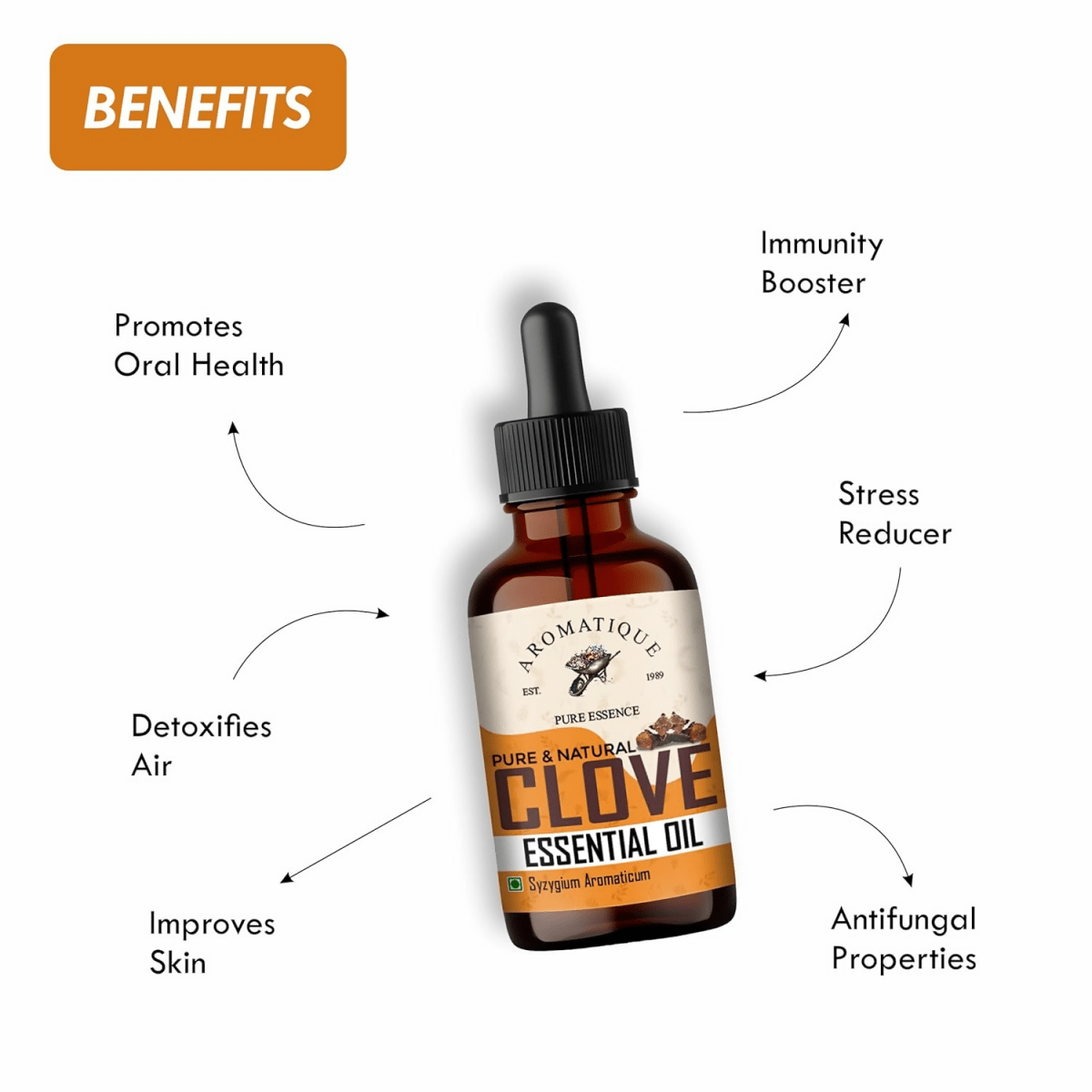 Aromatique Pure Clove Oil For Teeth Pain- Natural Aromatic Essence | Grocsy