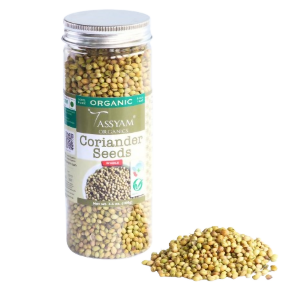 Tassyam Organics Certified 100% Organic Coriander Seeds | Grocsy