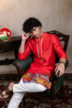 Falling Raw Silk Red Padma Gopala By Hilo Design | Grocsy
