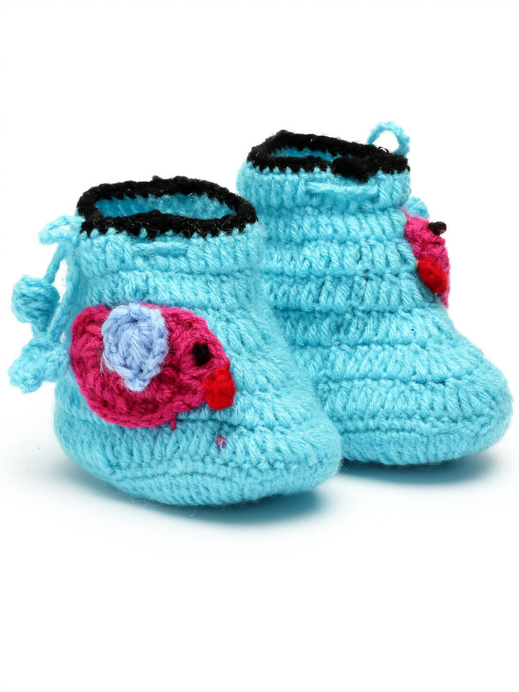 Chutput Kids Woollen Hand Knitted Bird Detailed Booties - Blue | Grocsy