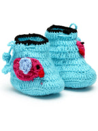 Chutput Kids Woollen Hand Knitted Bird Detailed Booties - Blue | Grocsy