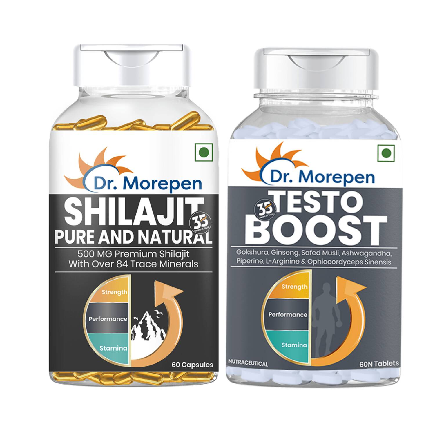 Dr. Morepen S J Capsules and Testosterone Booster Tablets Combo | Grocsy