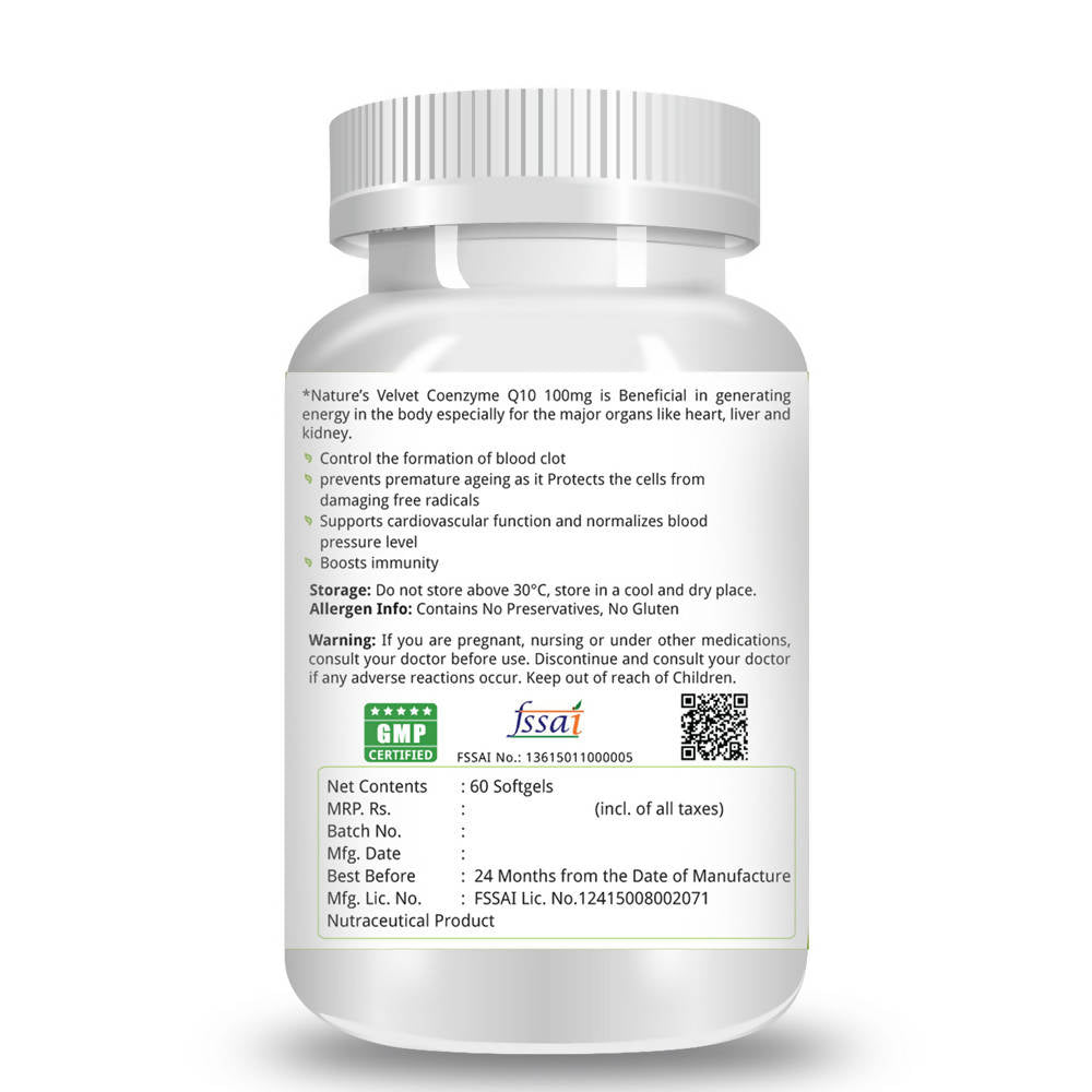 Nature's Velvet Coenzyme Q-10 Softgels | Grocsy