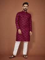 Anaita Maroon Embroidered Cotton Straight Kurta | Grocsy