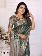 Aastha Fashion Dark Green Organza Silk Weaving Saree | Grocsy