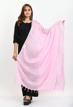 Mominos Fashion Moeza Women's Linen Cotton Silver Border Baby Pink Dupatta | Grocsy