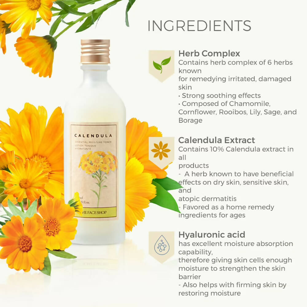 The Face Shop Calendula Essential Moisture Toner - Korean Skincare | Grocsy