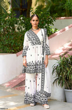 Anaita White Chinon Readymade Sharara Suit with Embroidery Work | Grocsy
