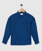 Manet Boys Full Sleeves Solid Shirt - Dark Blue | Grocsy