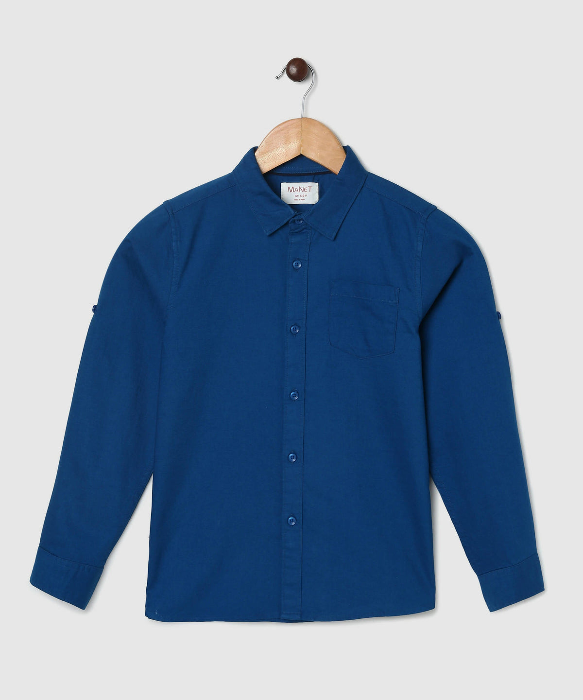 Manet Boys Full Sleeves Solid Shirt - Dark Blue | Grocsy