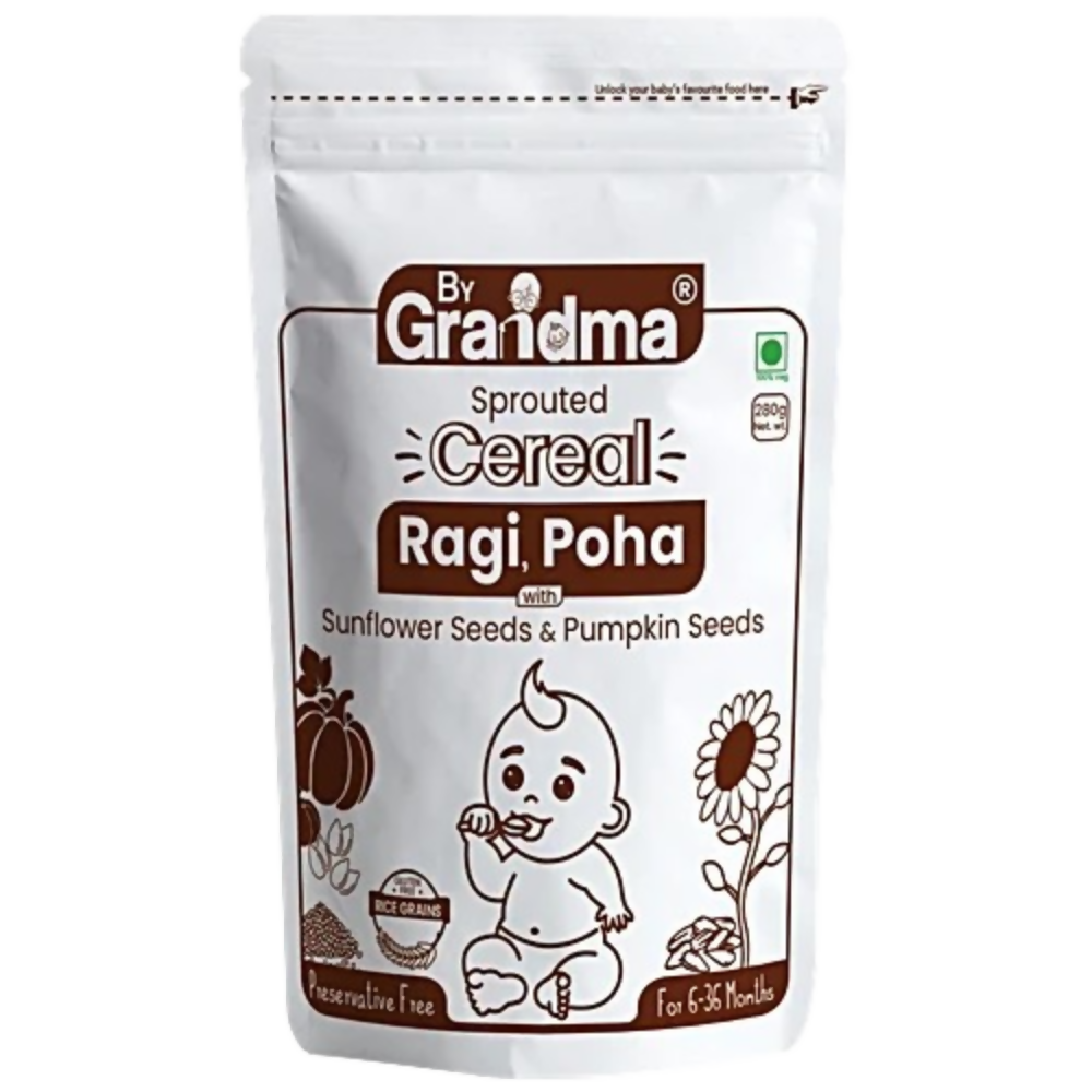 By Grandma Sprouted Cereal - Sprouted Ragi, Poha Rice, Sunflower seeds, Pumpkin Seeds | Grocsy