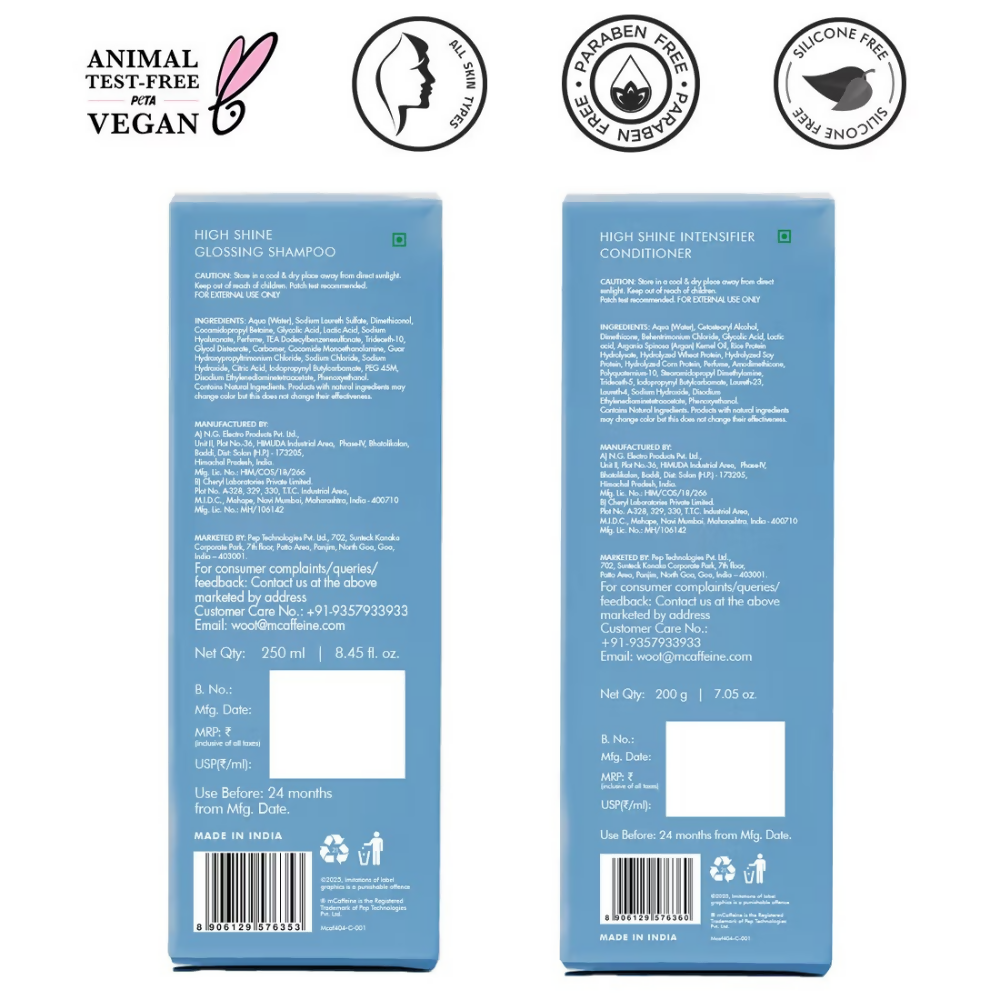 mCaffeine Glass Hair Wash Duo Shampoo & Conditioner | Grocsy