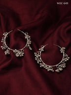 Mominos Fashion Johar Kamal Silver Parrot Hoops and Ghungroo Bali Combo Earrings | Grocsy