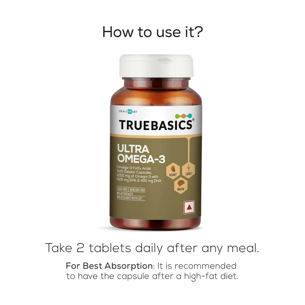 TrueBasics Ultra Omega 3 Fish Oil Capsules for Women & Men | Grocsy