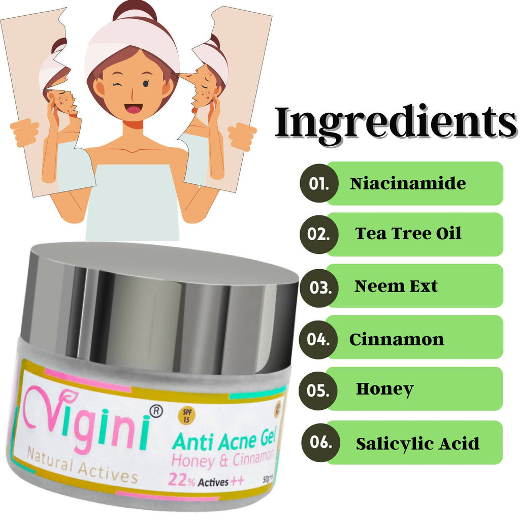 Vigini Natural Actives Anti Acne Face Day Night Gel for Men Women | Grocsy
