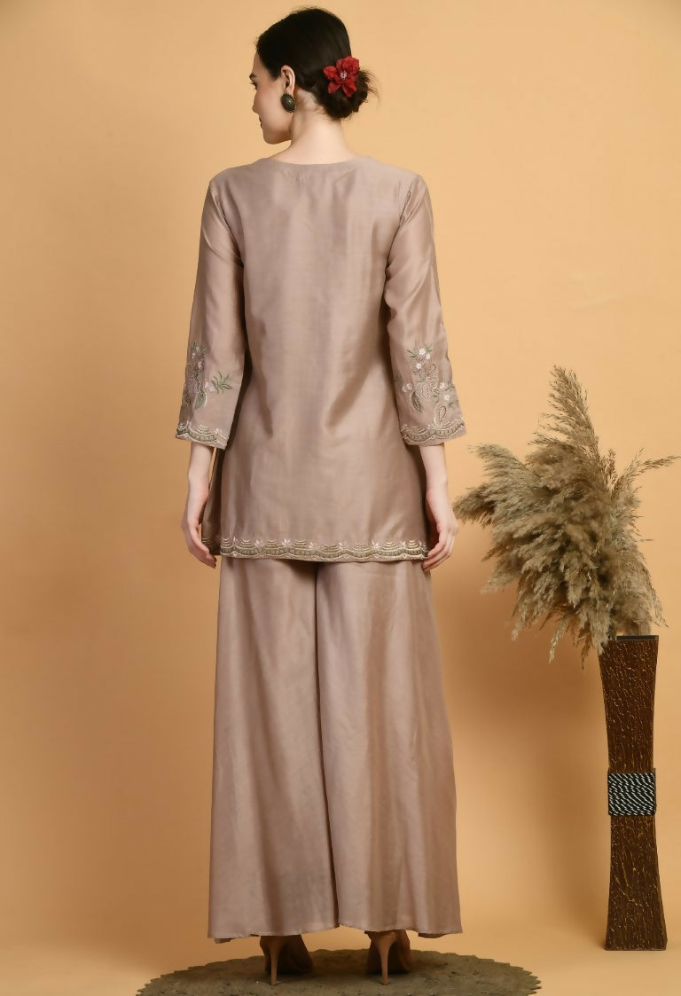 Joban Fashion Coffee Chanderi Kurta Set | Grocsy