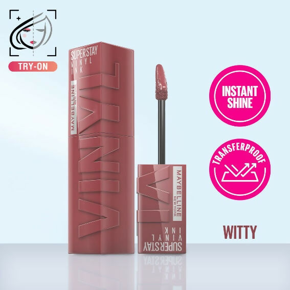 Maybelline New York Super Stay Vinyl Ink Liquid Lipstick, Instant Shine Lasts Up To 16H - 40 Witty | Grocsy