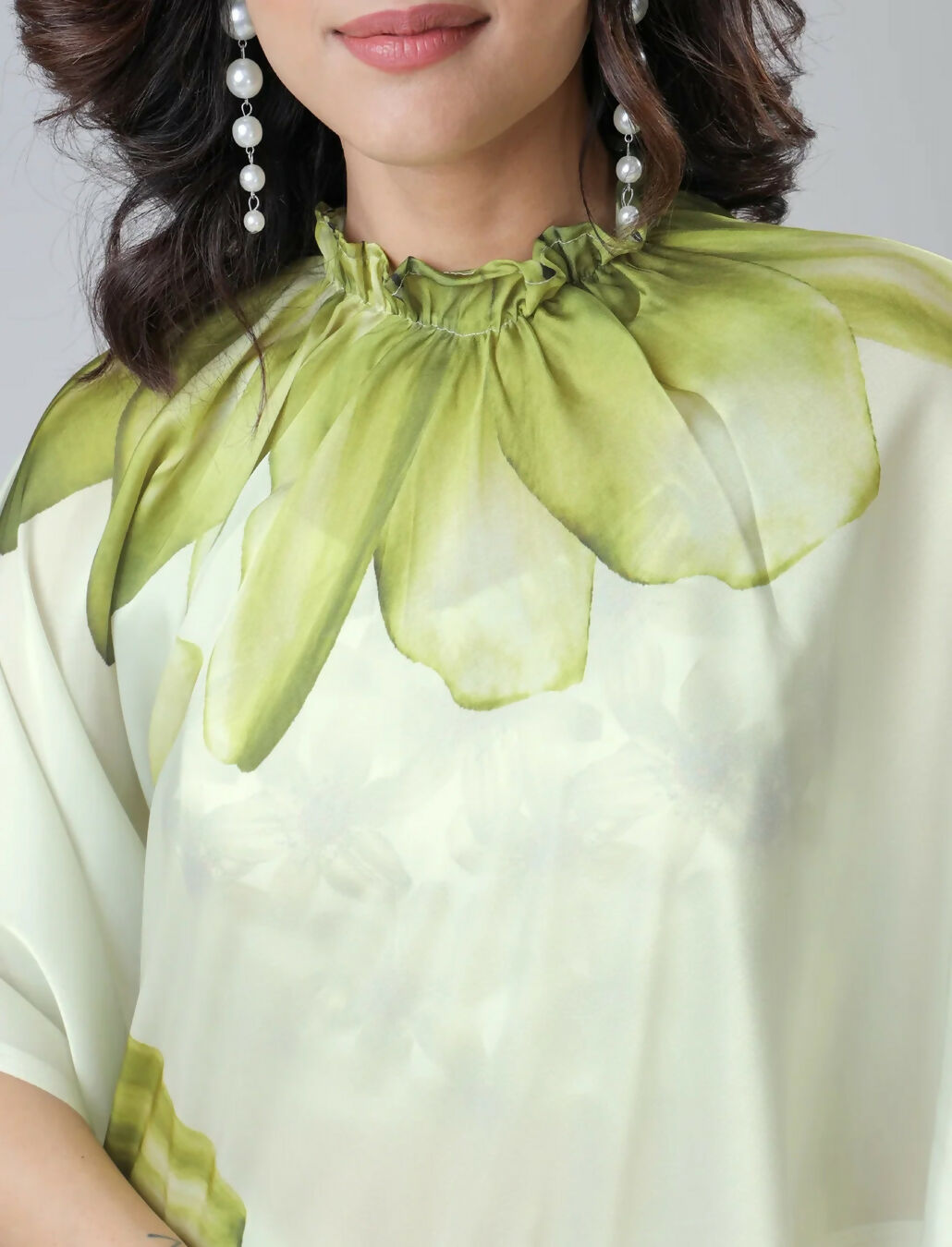 Vastranavya Mint Green Freehand Floral Print Ready to Wear Saree | Grocsy