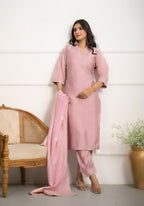 Festive Wear Ethnic Peach Viscose chanderi Stitched Suit With Dupatta - Nisha | Grocsy