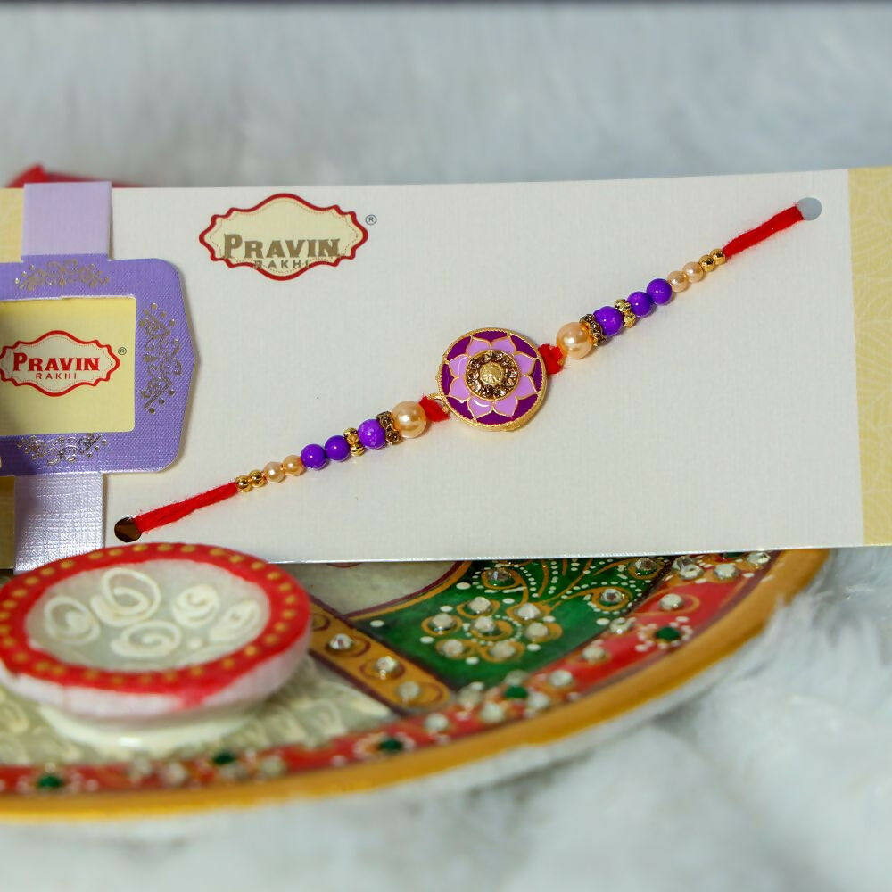Indianvibez Meenakari Work With Stone Fancy Desginer Rakhi | Grocsy