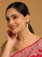 Nuyug 22K Gold-Plated Pearl Drop Floral Shaped Stud Earrings | Grocsy