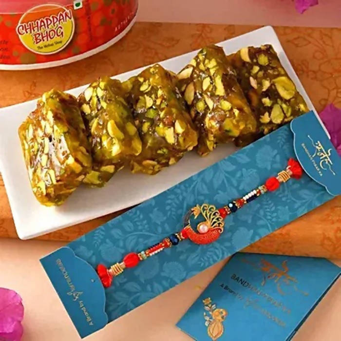 Peacock Rakhi And Kesar Pista Karachi Halwa | Grocsy