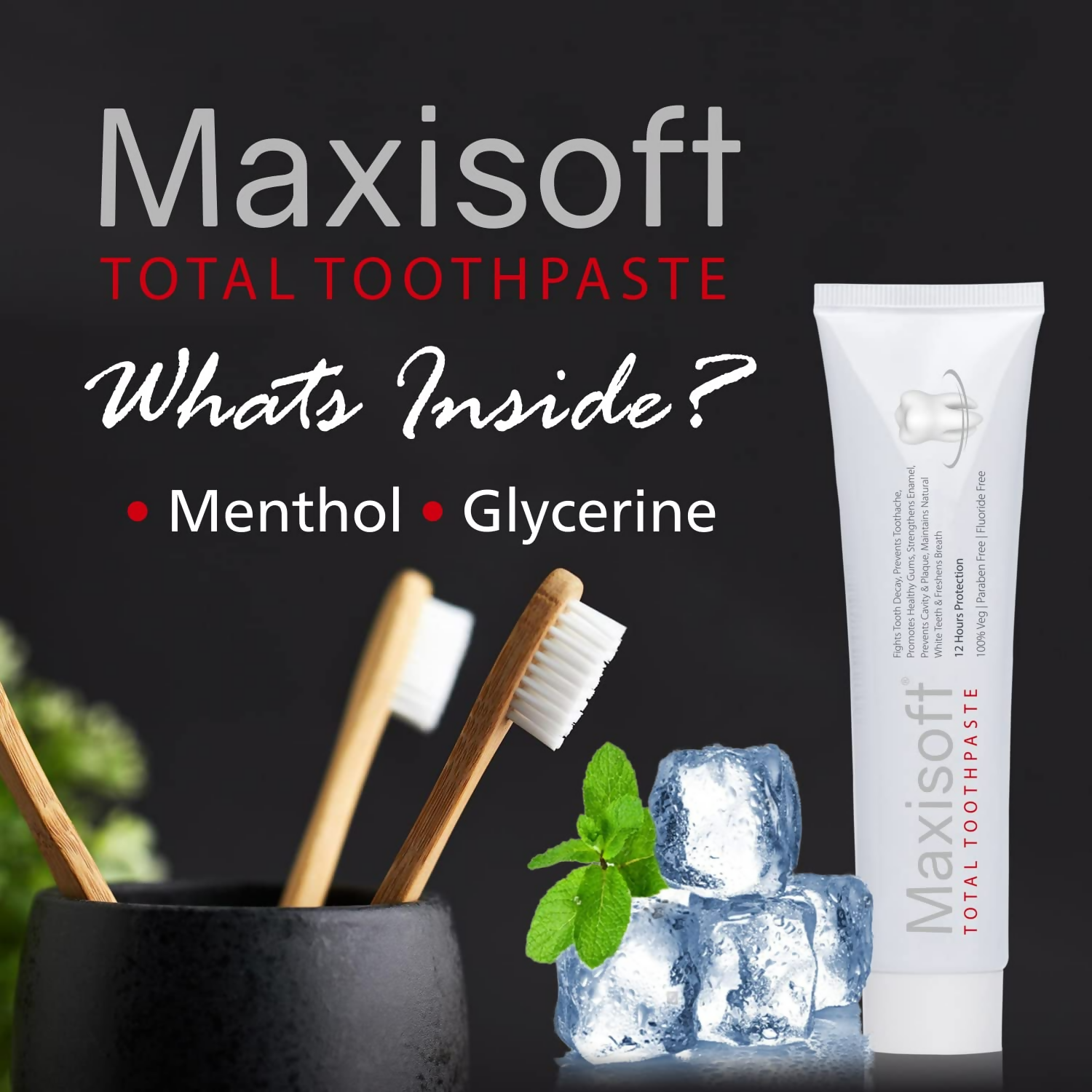 Maxisoft Total Toothpaste With Akarkara Babool Bakul Camphor Elaichi Pipli & Clove | Grocsy