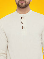 Even Apparels Men's Pure Cotton Cream Kurta | Grocsy