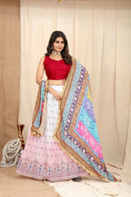 DEIANA'S Beautiful Pure Chinon Jari Silk Weaving Lehengha Choli - White | Grocsy