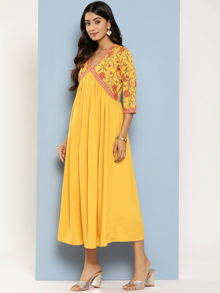 Ahalyaa Women's Traditional wear Ethnic Dress - Mustard | Grocsy