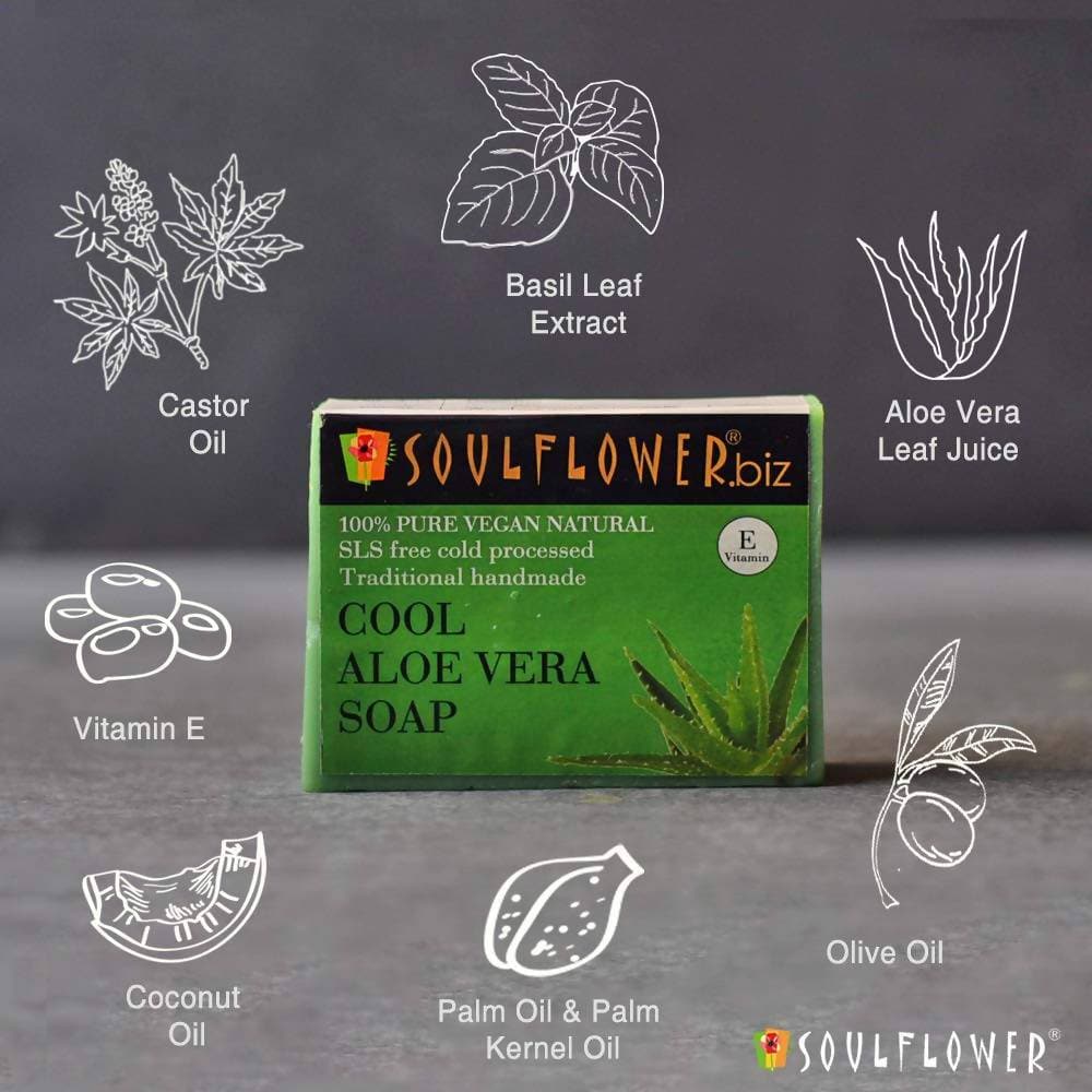 Soulflower Cool Aloe Vera Handmade Soap | Grocsy