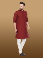 Even Apparels Men's Pure Cotton Maroon Kurta | Grocsy